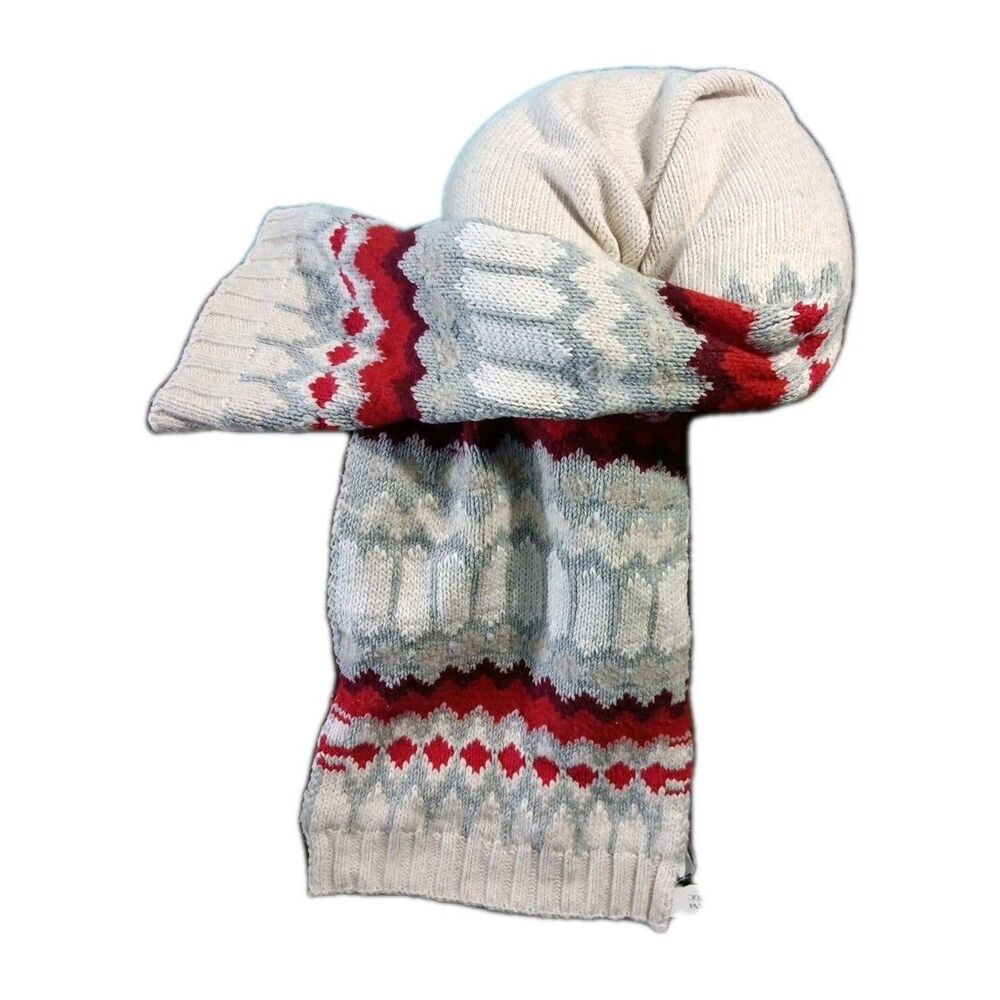 Banana Republic Scarf Bulky Cozy Warm Beige Grey White NWT Unisex One Size